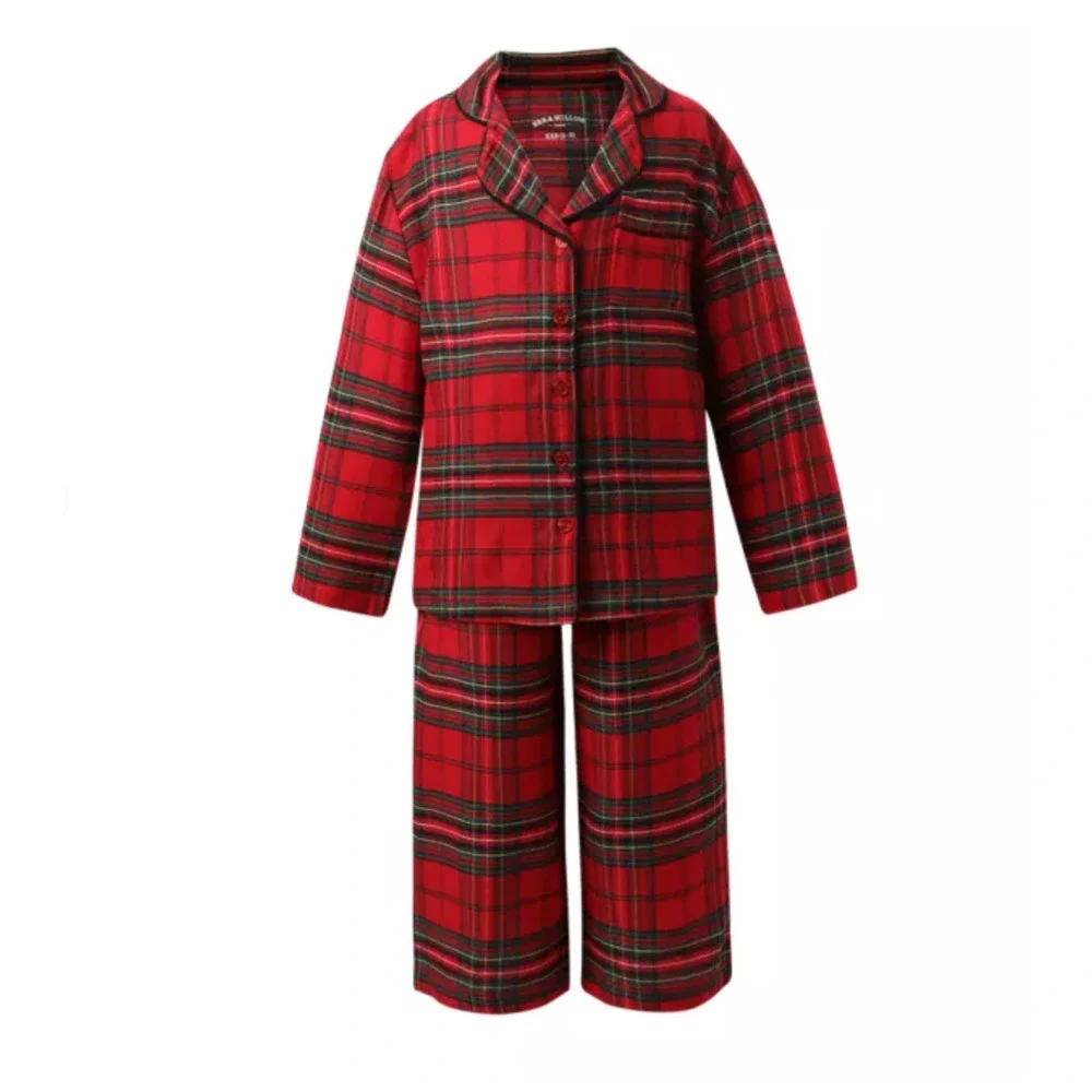 Christmas Kids Pajamas Red Tartan Plaid 2 Piece Set Classic XXS 2/3 Bee Willow